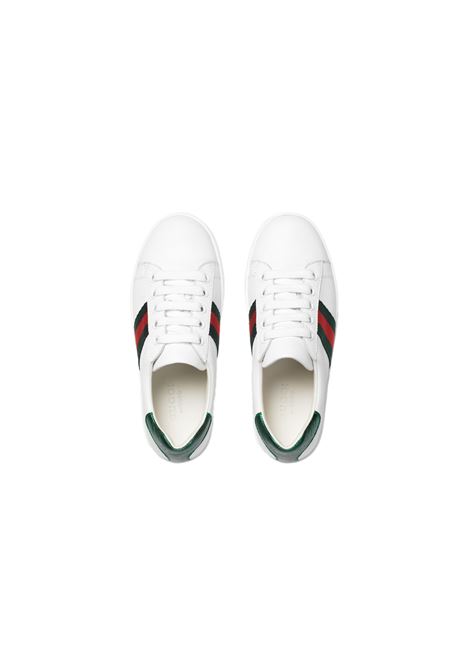 Sneakers Ace In Pelle Bianca Con Dettaglio Web GUCCI KIDS | 433148-CPWE09075